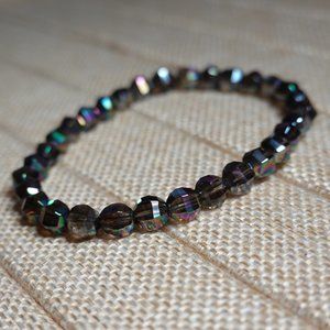 (NWT) Faceted Black Rainbow Crystal Bracelet
